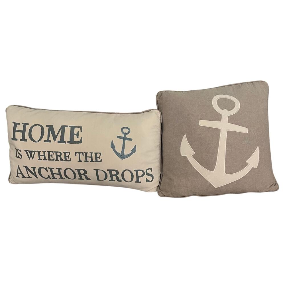 Levtex Home Provincetown 12x24 Home Is Where Anchor Drops & 15x15 Anchor Pillows